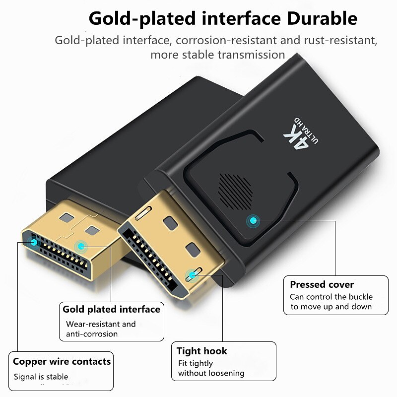 4K DisplayPort to HDMI-compatible Adapter Converter Display Port Male Mini DP to Female HD TV Cable Adapt Video For PC TV Cable 2025 - $12.99 –P3