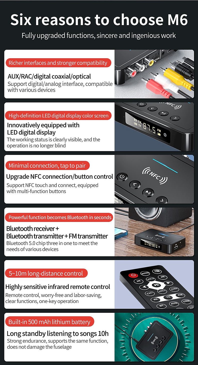 Bluetooth 5.0 Receiver Transmitter FM Stereo AUX 3.5mm Jack RCA Optical NFC Audio Wireless Bluetooth Adapter Remote Control TV 2025 - $44.99 –P7