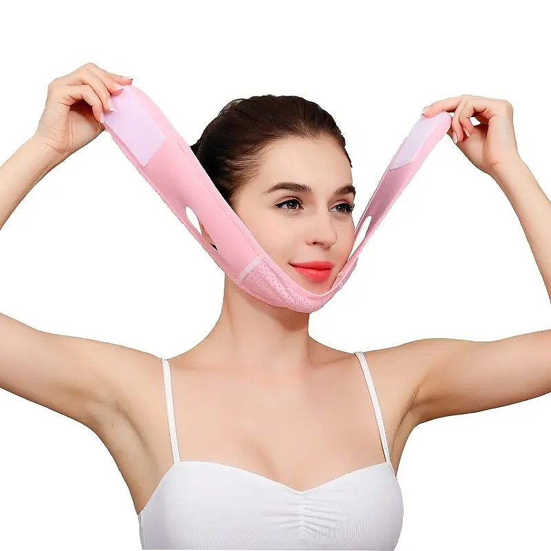herbruikbare dubbele kinverkleiner v-vormig opheffend verstevigend gezichtsmasker glad rimpel gezichtsmasker kin omhoog masker gezichtsliftriem 2025 - $17.49 –P1