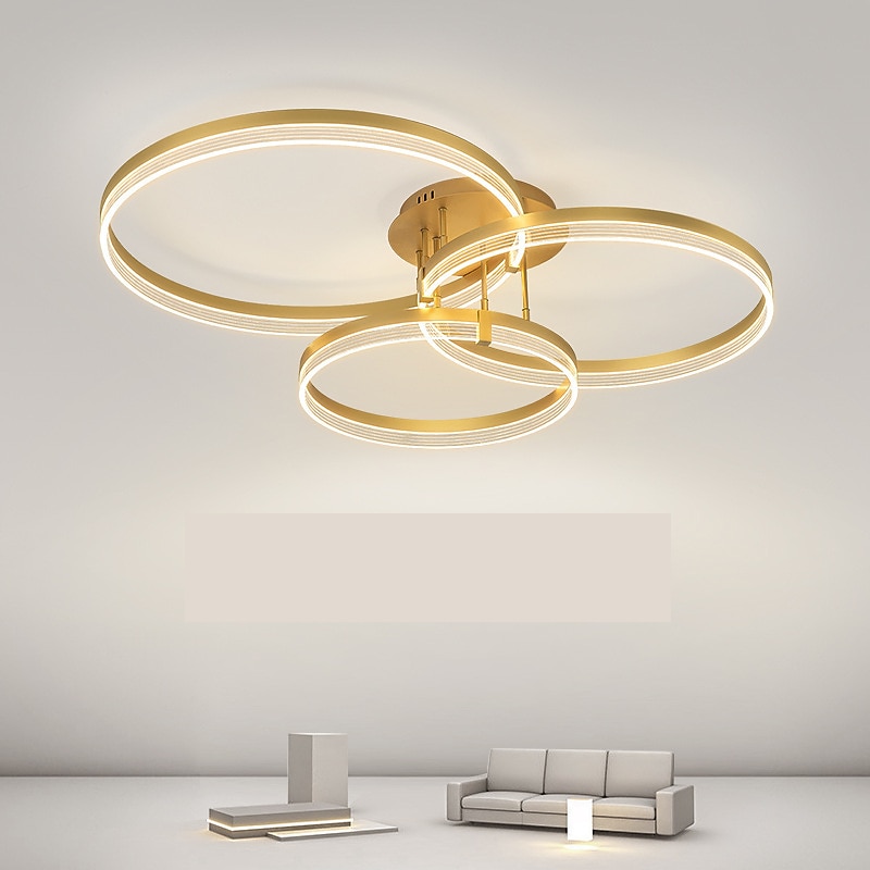 plafoniera led 30+40+50cm 3 lumini inel design cerc reglabil aluminiu finisaje vopsite luxos stil modern sufragerie dormitor lampi suspendate 110-240v doar reglabil cu telecomanda 2025 - $374.29 –P1