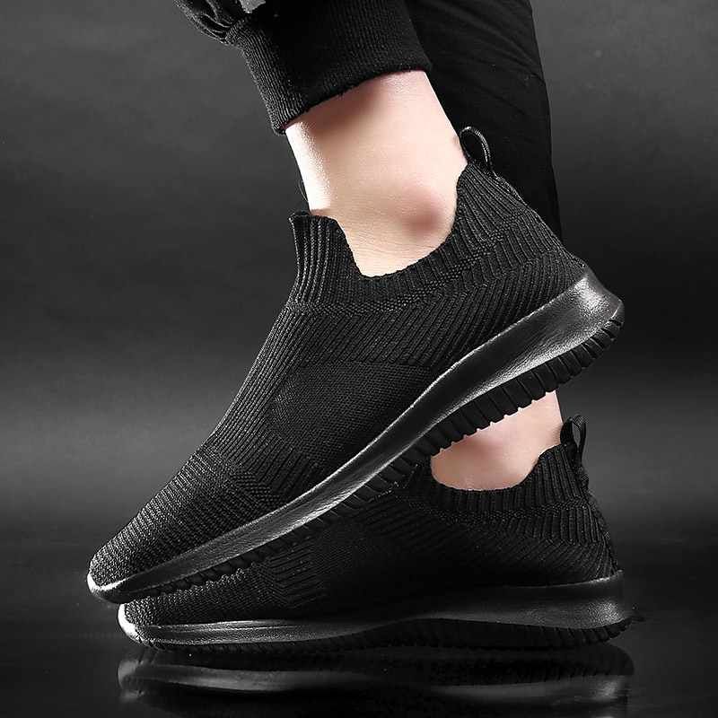 Men's Shoes Loafers & Slip-Ons Plus Size Flyknit Shoes Running Walking Casual Daily Knit Tissage Volant Breathable Loafer Black and White Black White Spring Fall 2025 - $42.99 –P15
