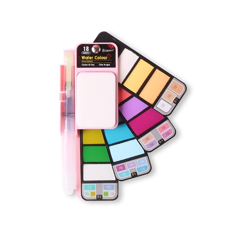 peinture aquarelle solide en forme d'éventail de couleur supérieure 18/25/33/42 ensemble d'outils de peinture aquarelle sécurité des enfants peinture aquarelle lavable non toxique mini fournitures de peinture de voyage portables de 2026 ? $18.49 –P10