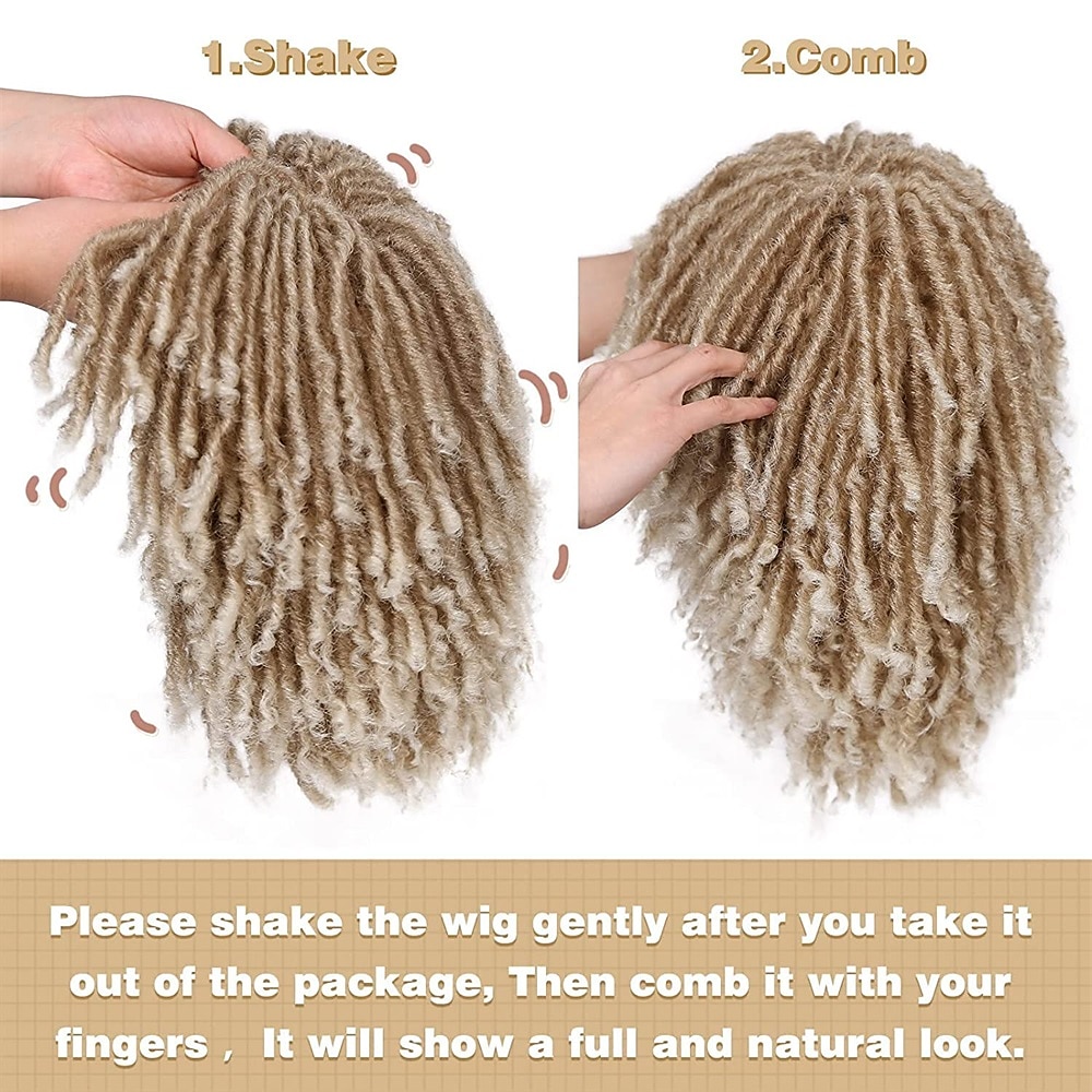 dreadlock pruik korte twist pruiken voor zwarte vrouwen en mannen afro krullend synthetische pruik 2025 - $47.99 –P20