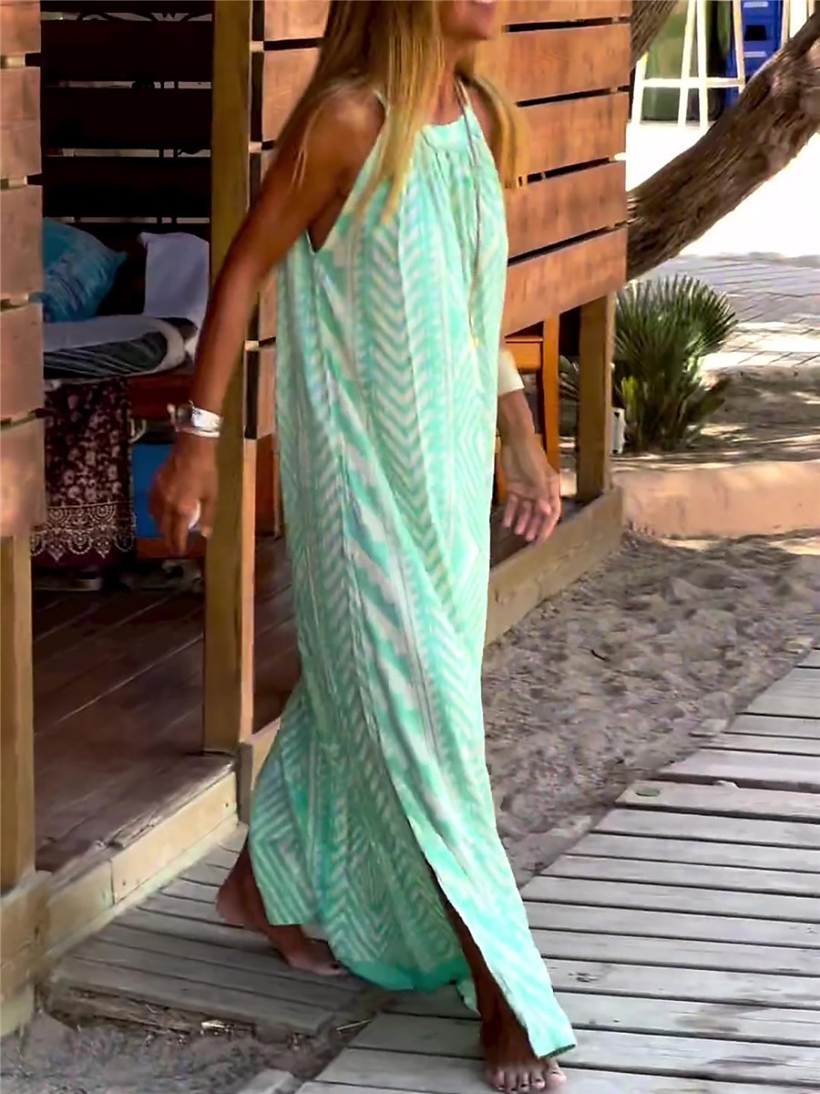 Rochie Maxi pentru Femei Rochie Casual Rochie Slip Imprimat Geometric Curea Casual de Zi cu Zi Întâlnire fără Mâneci Vară Primăvară 2025 - $27.99 –P6