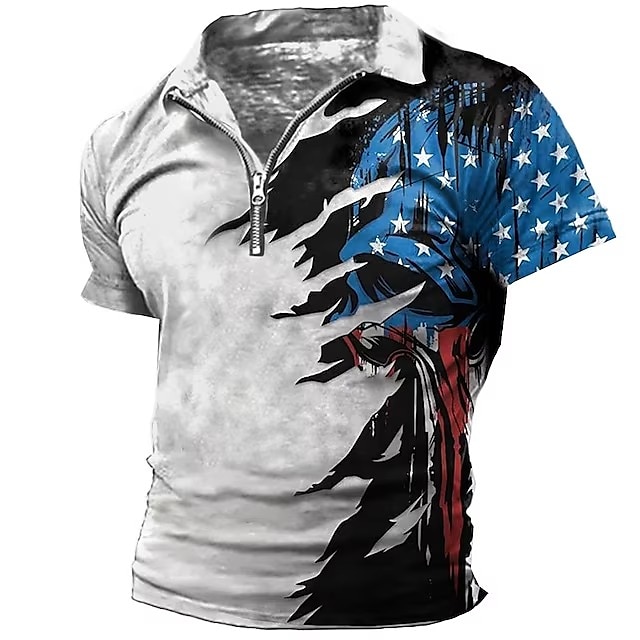 Per uomo Bandiera Americana Veterani Polo con zip Maglia da golf Manica Corta Magliette polo Camicie con Colletto Casual Abbigliamento casual alla moda Abbigliamento da vacanza Abiti da festa Stampa del 2025 a $22.99 –P5