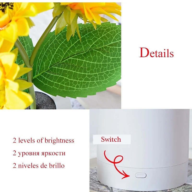 kunstmatige zonnebloem nachtlampje oplaadbare home slaapkamer decoratieve lamp creatieve nachtverlichting voor kinderen vriend verjaardag vakantie cadeau led licht 2026 - $19.49 –P13