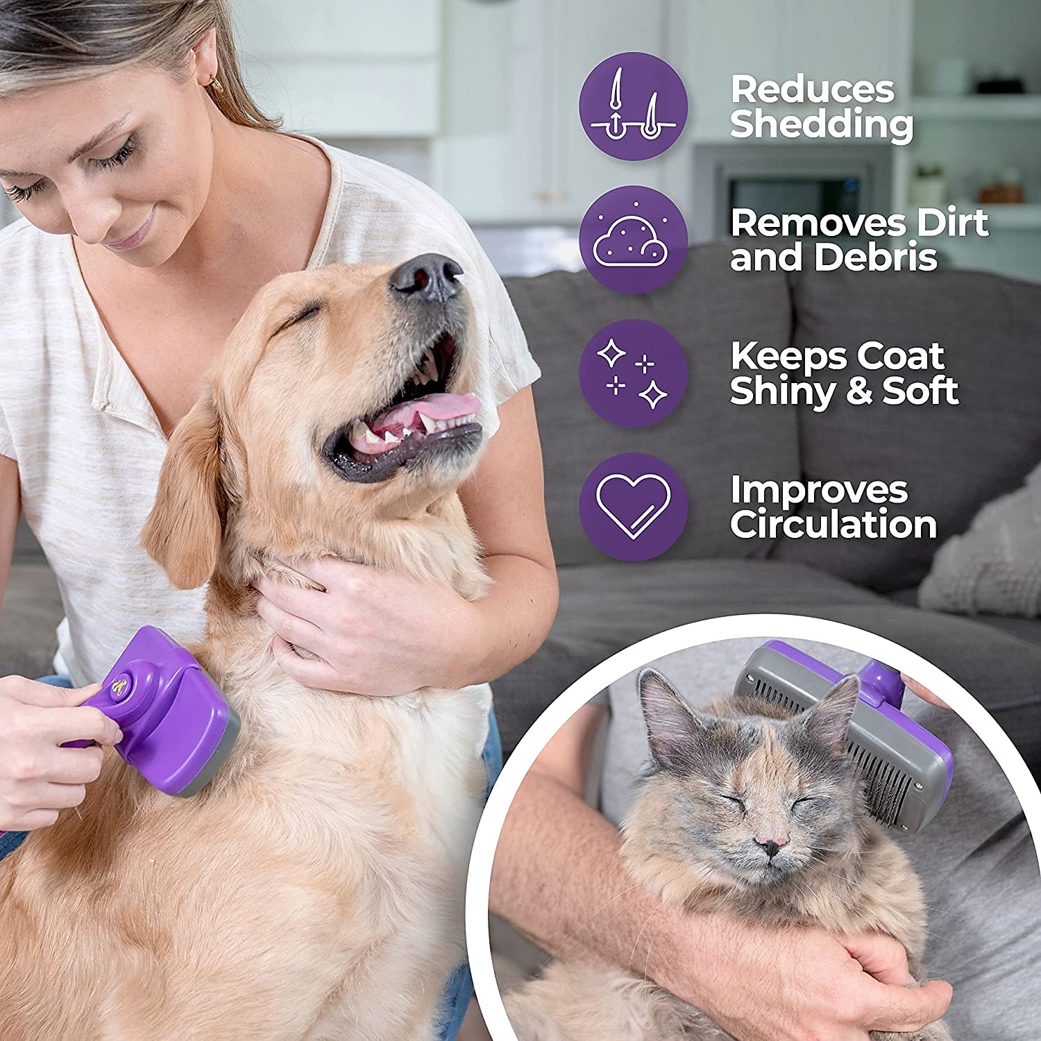 Self-Cleaning Brush for Dogs Cats - The Ultimate Dog Brush for Shedding Hair Fur - Comb for Grooming Long Haired & Short Haired Dogs Cats Rabbits & More Deshedding Tool 2025 - $19.99 –P5
