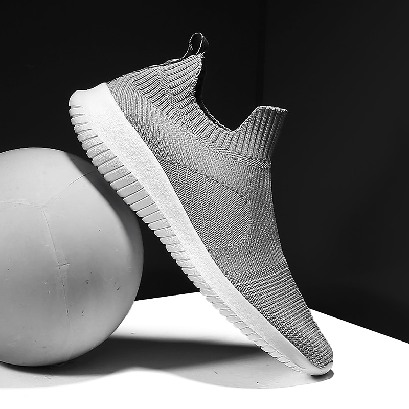 Men's Shoes Loafers & Slip-Ons Plus Size Flyknit Shoes Running Walking Casual Daily Knit Tissage Volant Breathable Loafer Black and White Black White Spring Fall 2025 - $42.99 –P4