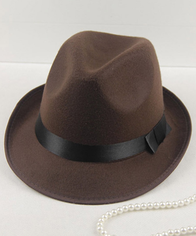Per uomo Cappello del Kentucky Derby Cappello Fedora Cappello a tesa Nero Vino Lana fedoras Eventi Festival Semplice Protezione Solare UV Protezione solare del 2026 a $20.99 –P2
