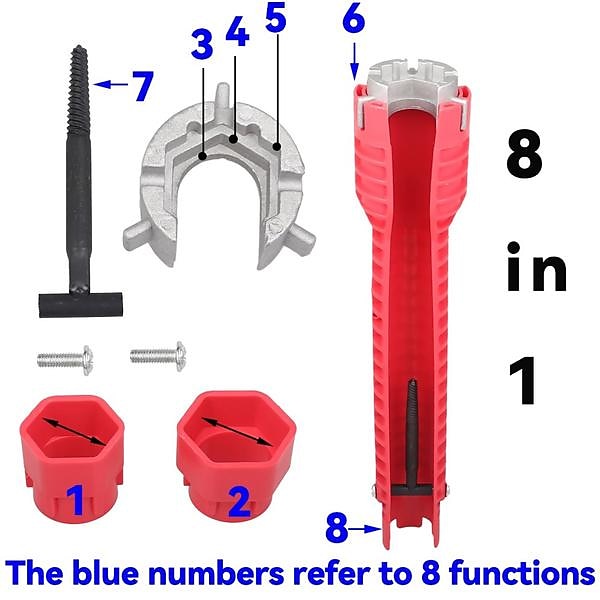 8 In 1 Multifunction Faucet and Sink Installer Tool Faucet Wrench Tool Plumbing Tool Water Pipe Spanner for Kitchen Bathroom Toilet Water Pipe 2026 - $11.99 –P20