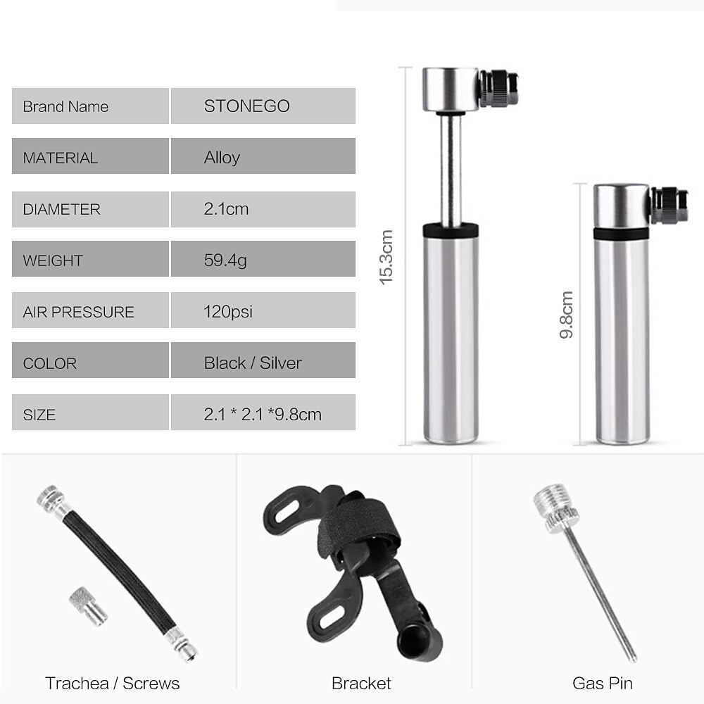 2025年 ポータブル ポケット バイク ポンプ 120 psi 高圧ミニ バイク ポンプ プレスタ/シュレーダー バルブに適合 超軽量 自転車 タイヤ ポンプ バイク 修理キット ストーンゴー サイクリング アクセサリー ロード マウンテン アウトドア スポーツ用  コレクション – $11.99 –P2