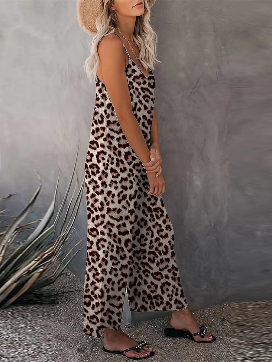 női jumpsuit egyszínű v nyak ünnepnapi kirándulás széles lábszár laza spagetti pántos khaki 3xl nyári 2025 - $24.99 –P14