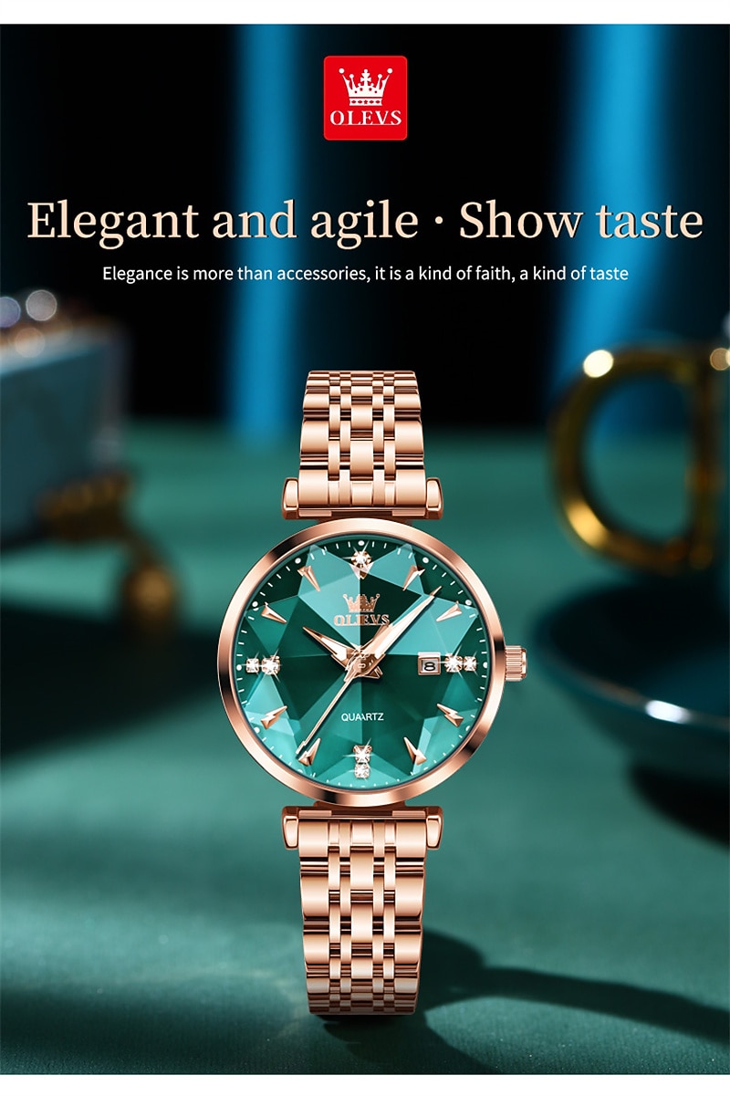 New Olevs Brand Ladies' Watches Luminous Decorative Calendar Quartz Watches American-Style Diamond-Set Waterproof Small Green Watches Mother's Day Gift for Women'S Watches Tide 2026 - $37.99 –P4