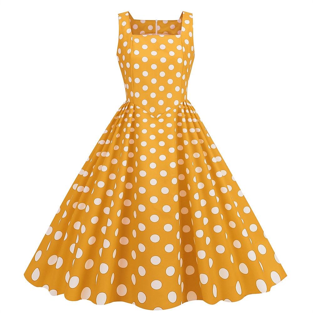 Retro Vintage 1950er Rockabilly Knielang Swing-Kleid Ausgestelltes Kleid Ärmellos Tupfen Kostüm Damen Karneval Maskerade Party / Abend Alltagskleidung Lässig Erwachsene Kleid Frühling & Sommer 2026 - $23.99 –P18