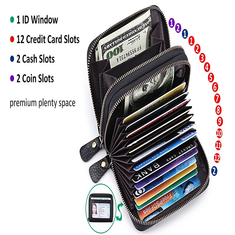 Credit Card Holder Wallet Genuine Leather Name Card Holder Luxury with Magnetic Shut Single Compartment for Women Men 2025 - $18.99 –P1