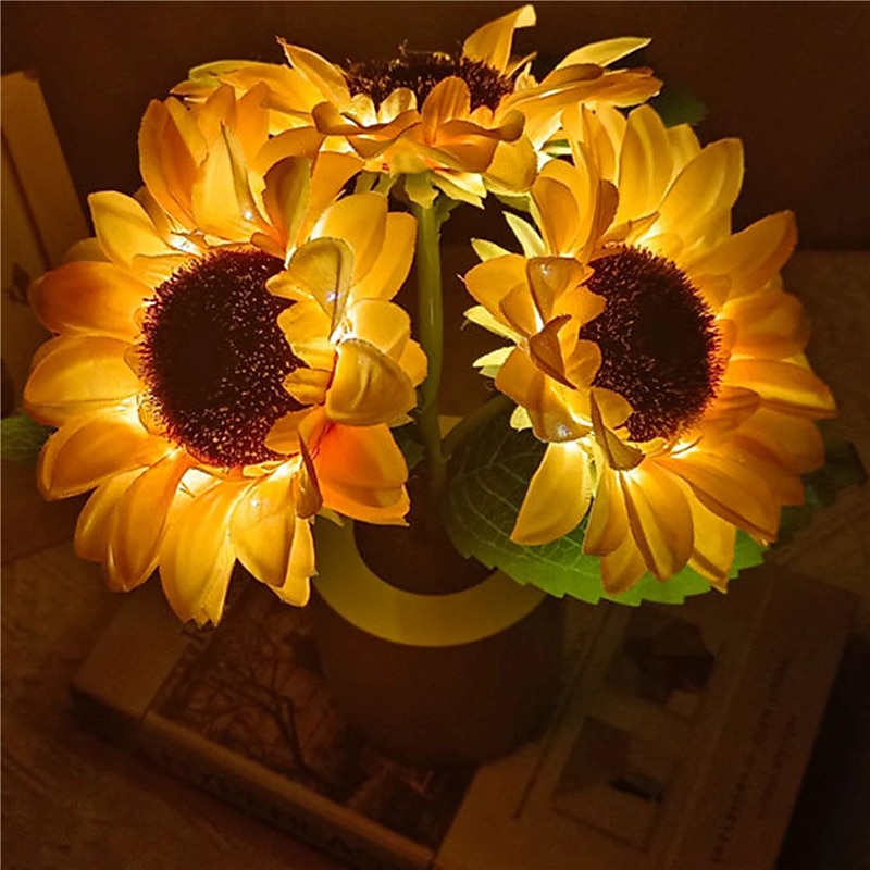 Lumină artificială de noapte cu floarea soarelui, reîncărcabilă pentru acasă, lampă decorativă, lumini de noapte creative pentru copii, prieten, cadou de sărbători, lumină LED 2025 - $44.99 –P4