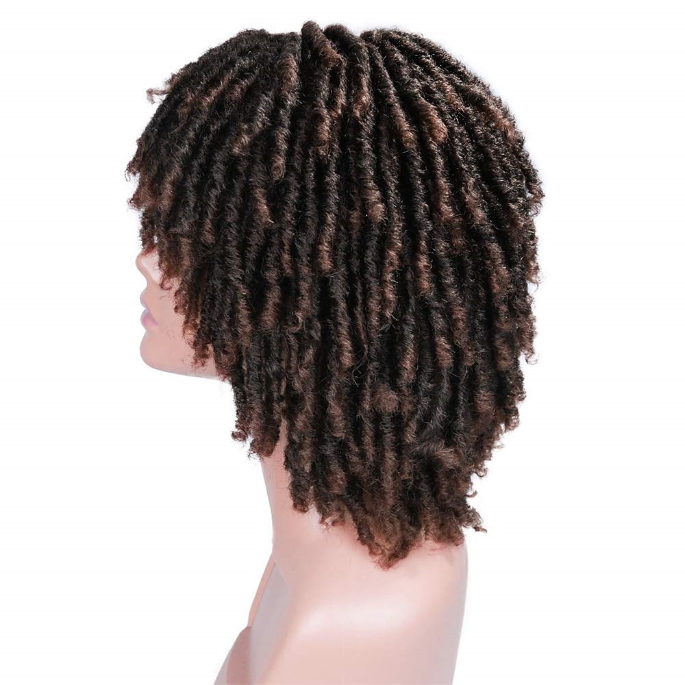 dreadlock pruik korte twist pruiken voor zwarte vrouwen en mannen afro krullend synthetische pruik 2025 - $47.99 –P3