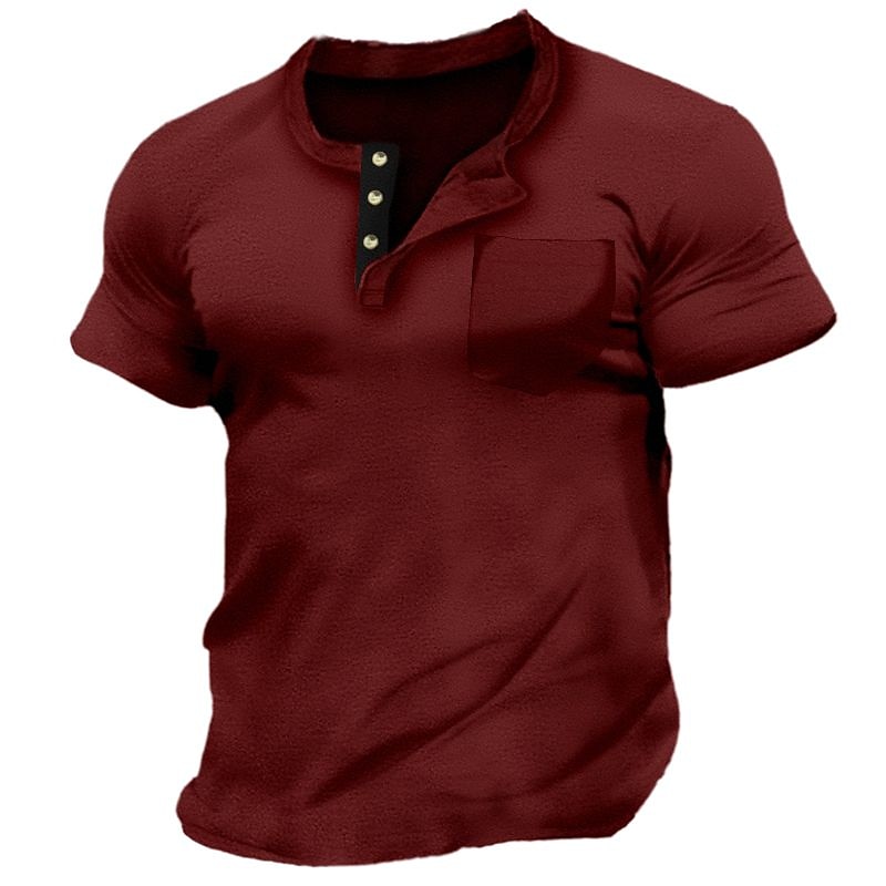 Férfi Gombos póló Henley ing Tee Top Rövid ujjú Henley Nyár Sima Divat Dizájn Alap Elülső zseb Vakáció Utca Alkalmi Fekete Fehér Piros Férfi felső póló 2025 - $20.99 –P7