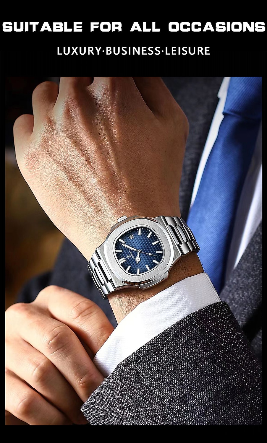 POEDAGAR Luxury Watch Business Waterproof Male Clock Luminous Date Stainless Steel Square Quartz Men Watch 2025 - $31.99 –P8