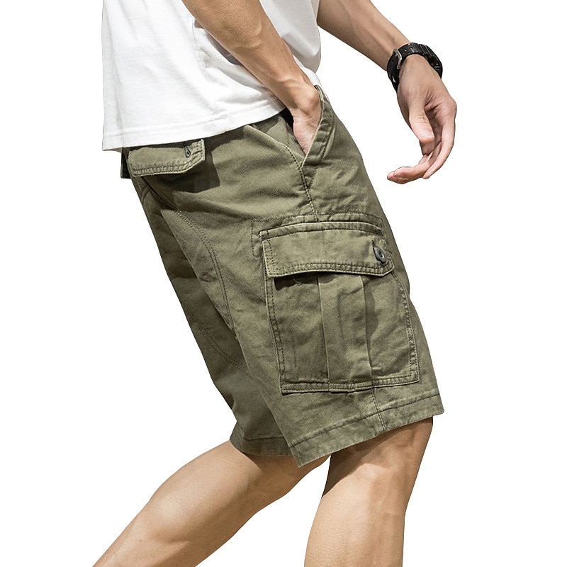 Homens Bermuda Cargo Calção Shorts de verão Com Cordão Cintura elástica Bolso multi Tecido Vestível Curto Ao ar livre Casual Diário Moda Designer Preto Verde Tropa de 2025 por $15.49 –P4