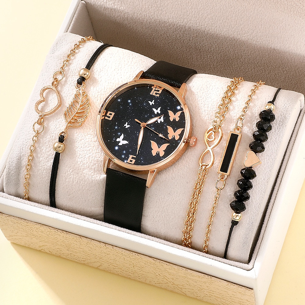 5 pièces/ensemble montre pour femme ensemble de montre à quartz coréen décontracté pour femme de 2025 ? $17.99 –P2