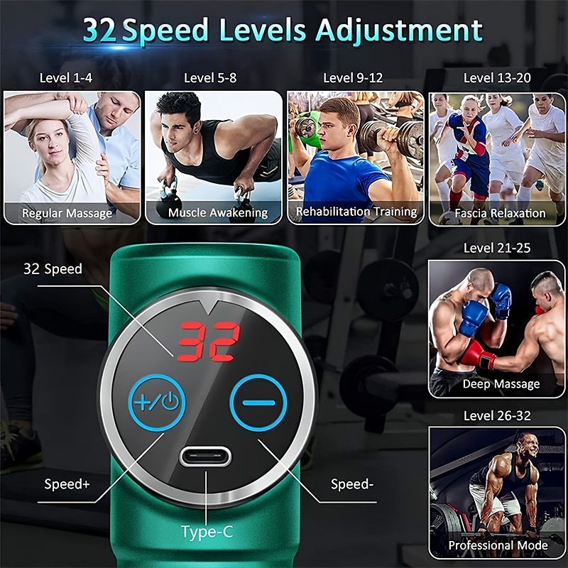 High Frequency Massage Gun Mini LCD 32 Speeds Fascia Gun Muscle Massager Relaxation Body Relax Fitness 2025 - $46.99 –P3