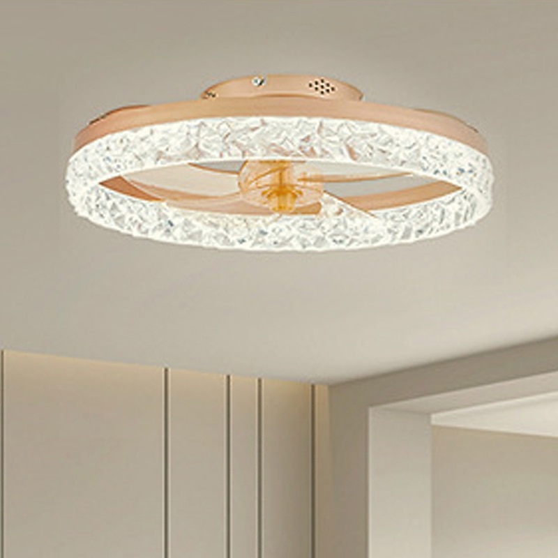 ventilatori a soffitto a led con luci lampadari di cristallo dimmerabili con telecomando 20 "lampada da soffitto a incasso lampadario in metallo camera da letto soggiorno del 2025 a $331.09 –P3