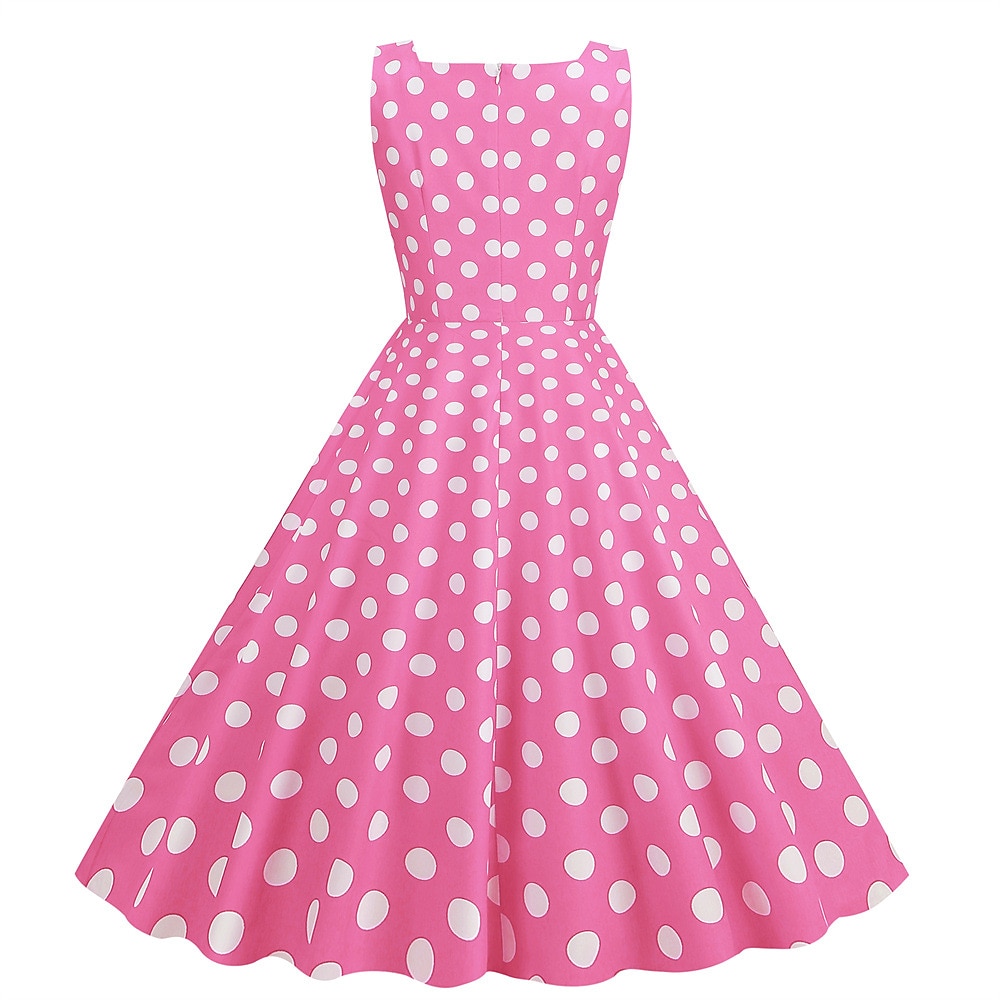 Retro Vintage 1950er Rockabilly Knielang Swing-Kleid Ausgestelltes Kleid Ärmellos Tupfen Kostüm Damen Karneval Maskerade Party / Abend Alltagskleidung Lässig Erwachsene Kleid Frühling & Sommer 2026 - $23.99 –P17