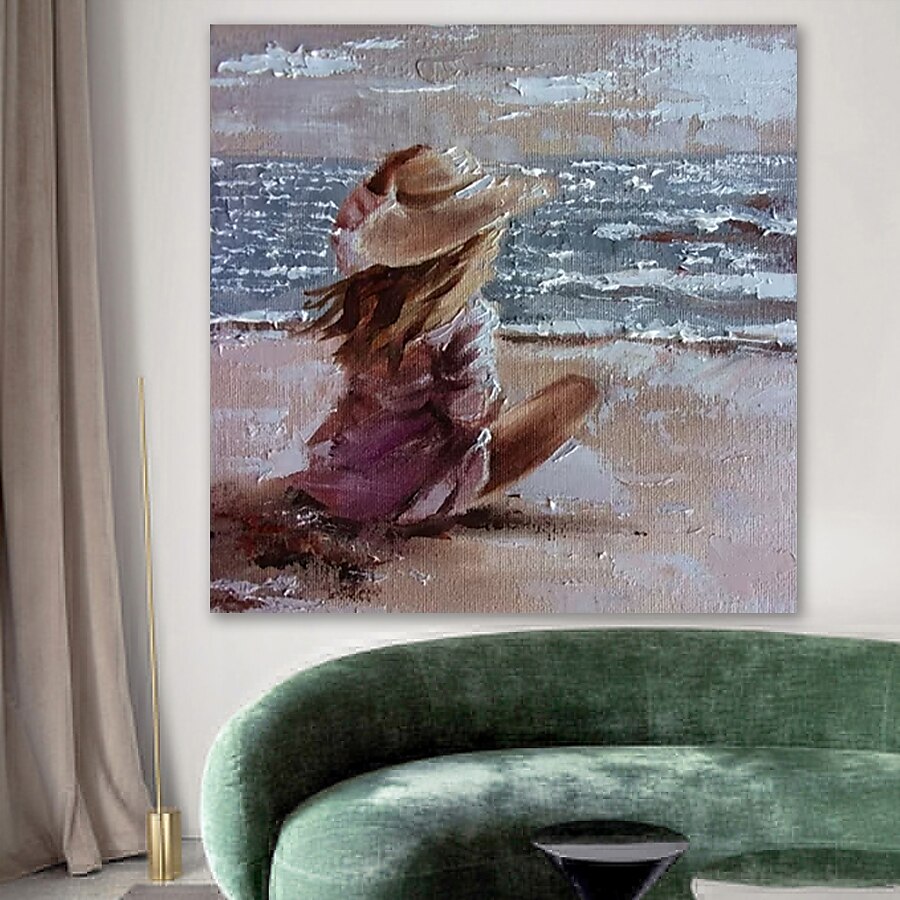 Peinture à l'huile Hang-peint Peint à la main Carré Abstrait Moderne Toile étirée / Toile tendue de 2025 ? $150.99 –P5