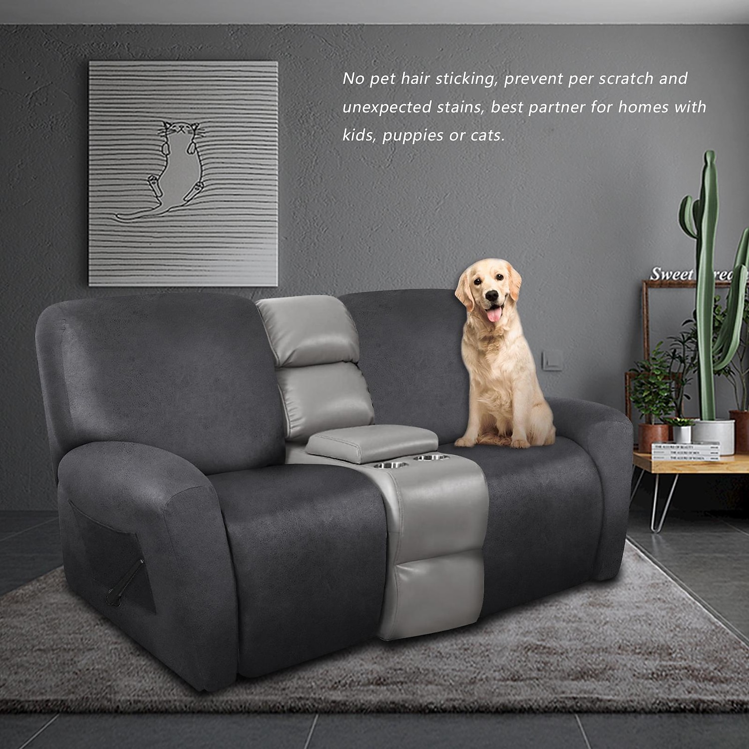 2 Seater Recliner Covers Stretch Love Seat Reclining Sofa Cover, Like Leather Couch Slipcover with Elastic Loop, Anti-cat Scratch Furniture Protector for Dogs Pet 2025 - $74.99 –P15