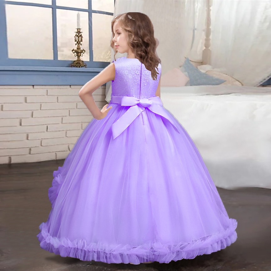 Kinder Mädchen Kleid Blume ärmellos Performance Party Spitze süßes Polyester knielanges Tüllkleid Sommer Frühling Herbst 4–13 Jahre blau 2025 - $41.99 –P4