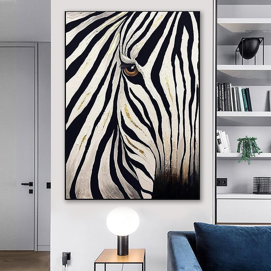 oljemålning 100 % handgjord handmålad väggkonst på duk abstrakt landskap zebra djur modern heminredning dekor rullad duk utan ram osträckt 2025 - $91.99 –P4