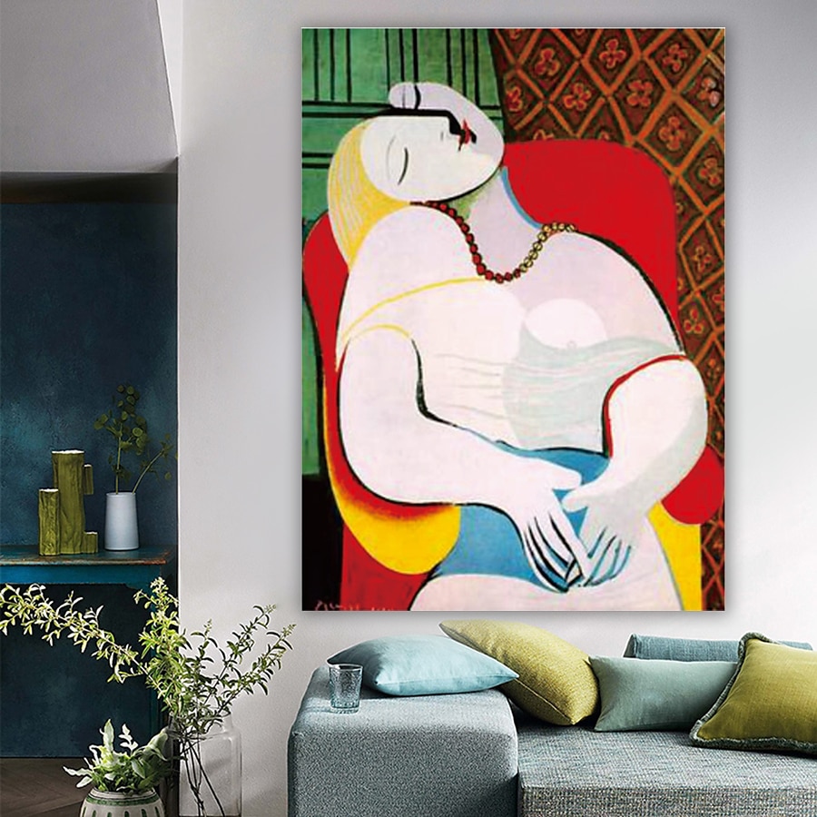 Handmade Hand Painted Oil Painting Wall Art Pablo Picasso Le Reve Girl before a Mirror Carving Painting Home Decoration Decor Rolled Canvas No Frame Unstretched 2025 - $85.99 –P5