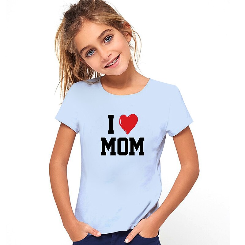 Gyerekek Lány Póló Szöveg Hétköznapi Rövid ujjú Crewneck Divat Pamut 7-13 év Nyár Világosfehér Fekete Fehér 2025 - $13.99 –P9