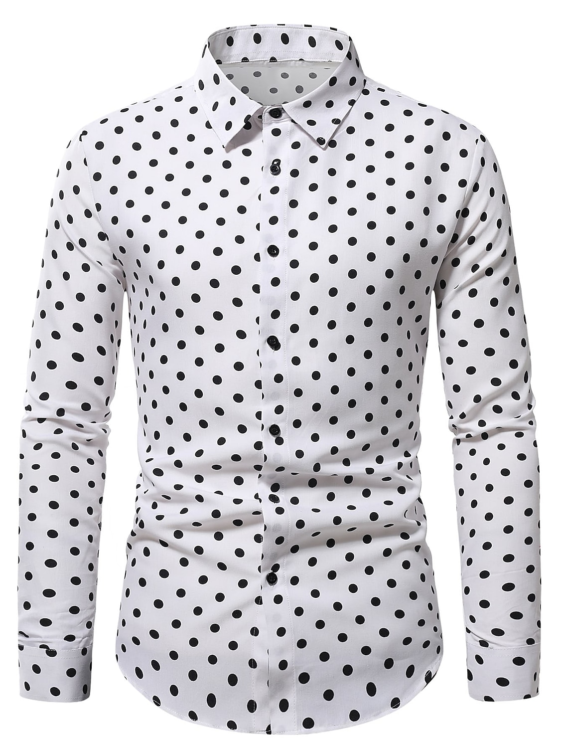 Men's Shirt Button Up Shirt Casual Shirt Summer Shirt Black White Pink Blue Long Sleeve Polka Dot Lapel Daily Vacation Clothing Apparel Fashion Casual Comfortable 2025 - GBP £17 –P6