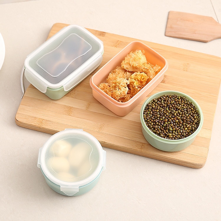 Round/Square Mini Refrigerator Crisper Storage Box PP Food Storage Box for  Kitchen Seal Box Lunch Grains Tank Sorting Container