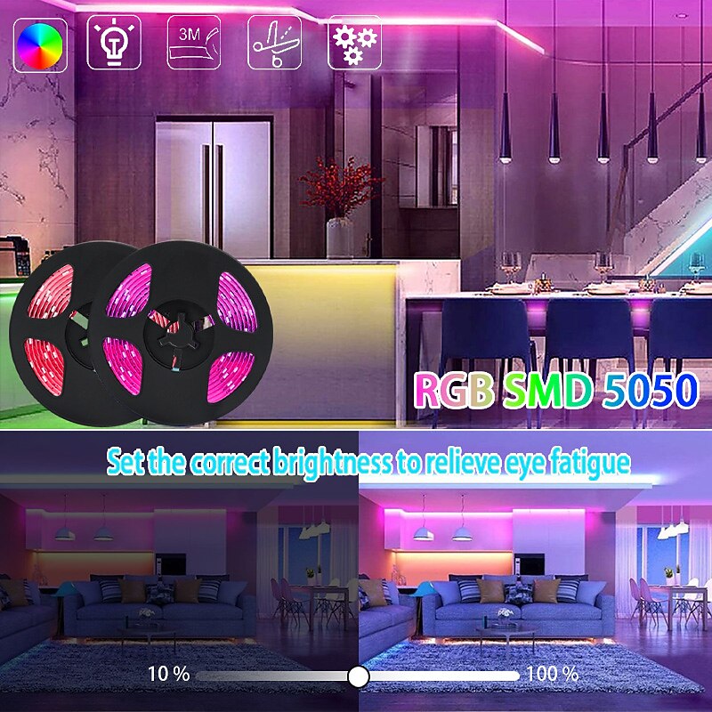 USB 5M RGB LED Strip Light with 24 Keys Remote Control Back Light 5050 SMD RGBIC LED Strip Light for Bedroom Home TV Back Light DIY Decor 2025 - $16.49 –P10