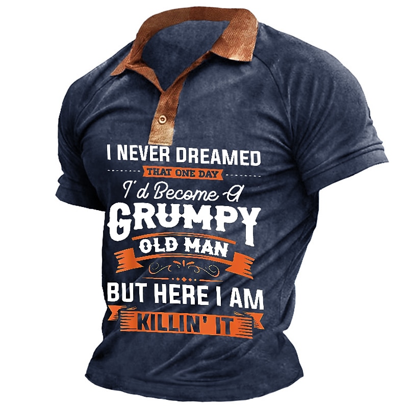 Men's Funny Polo Shirts Golf Shirt Short Sleeve Polo Shirts Collared Shirts Vintage Casual Streetwear Festival Wear Party Outfits Buttons 3D Print Navy Blue Purple Brown 2025 - $22.99 –P1