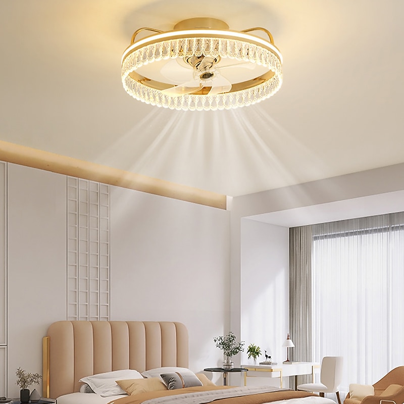 LED Ceiling Fans with lights Crystal Chandeliers Dimmable with Remote Contral 20" Flush Mount Ceiling Lamp Metal Chandelier Bedroom Living Room 2026 - $364.19 –P4