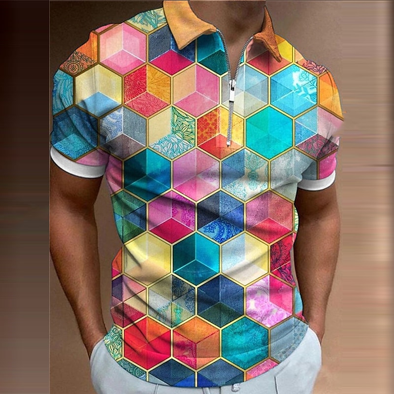 Men's Lapel Polo Zip Polo Polo Shirt Golf Shirt Graphic Prints