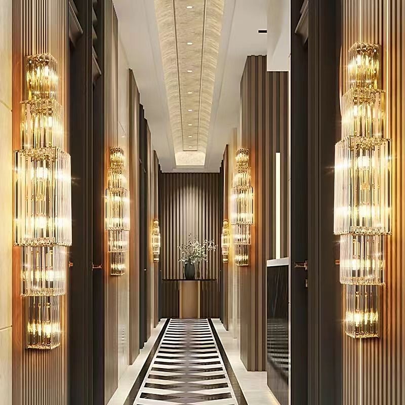led fény luxus kristály falilámpa hotel projekt fizetés ktv folyosó dekoráció villa duplex épület modell szoba nappali lámpák 2025 - $282.09 –P6