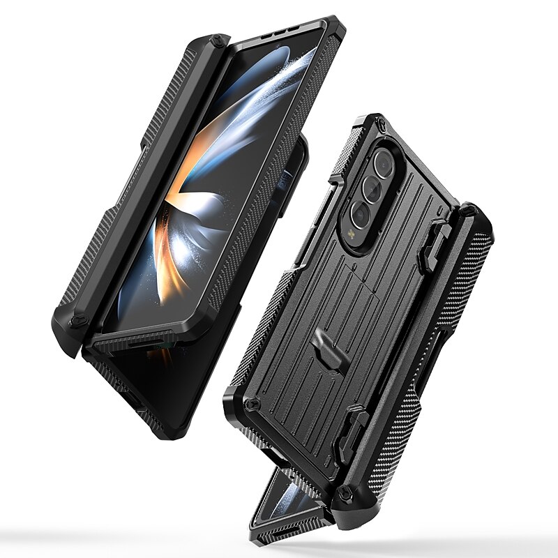 telefon Carcasă Pro Samsung Galaxy Z Fold 5 Z Fold 4 Z Fold 3 Celý kryt Flip Podpora bezdrátového nabíjení Stojánek Jednobarevné Brnění TPU PC 2025 - $48.99 –P10