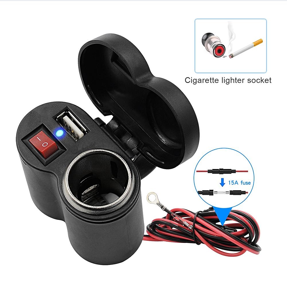StarFire Motorcycle USB Charger Cigarette Lighter Socket Usb Lighter Motorbike Handlebar Power Adapter with Switch Waterproof Cover 2025 - $21.99 –P1