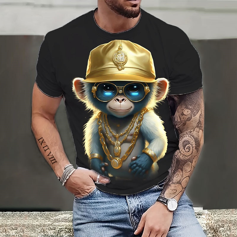 Herre Grafisk Dyr Morsom T skjorte Morsomme t-skjorter Kortermet T skjorte 3D-utskrift Crew-hals Skjorte Årgang Mote Designer utendørs Daglig Sport Svart og Hvit 1 Svart Vår sommer Klær S M L XL 2XL 2025 - $17.99 –P1