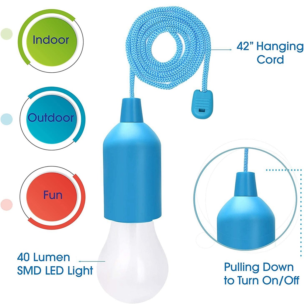 1/4/8 Pcs LED Portable Colorful Pull Cord Light Tent Camping Pull Cord Light Bulb Retro Lighting Light Pull Cord Night Light 2025 - $8.49 –P4