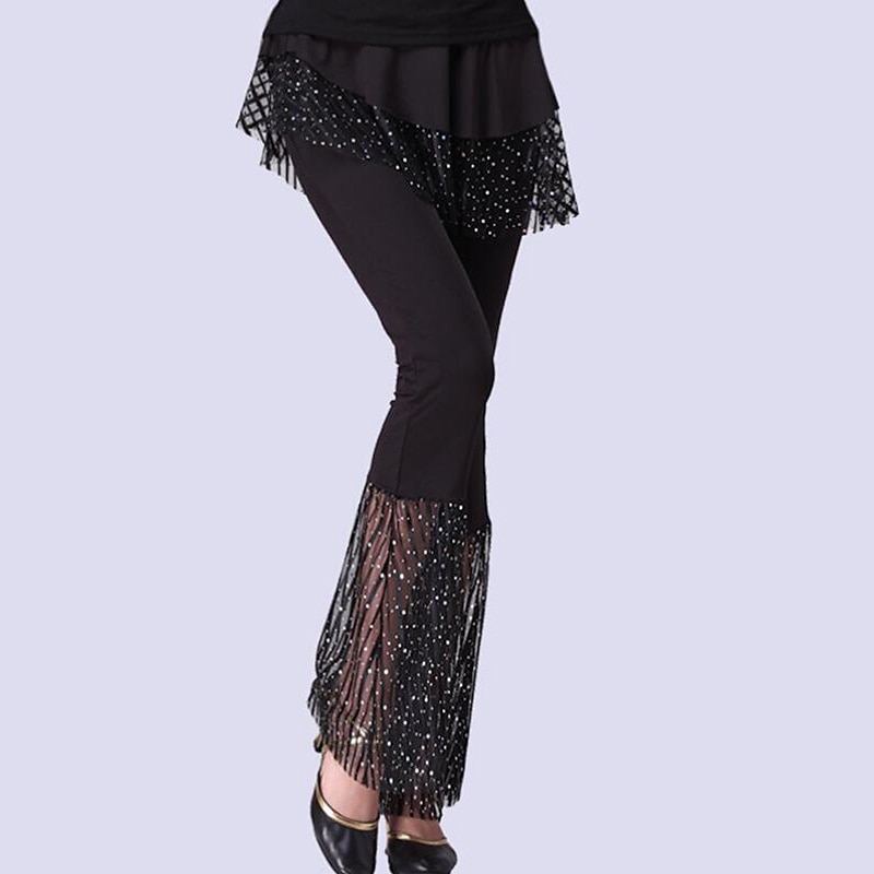 Balli latino-americani Balli da sala Pantaloni Con balze Colore Puro A fantasia Per donna Prestazioni Addestramento Alto Elastene del 2026 a $41.99 –P3