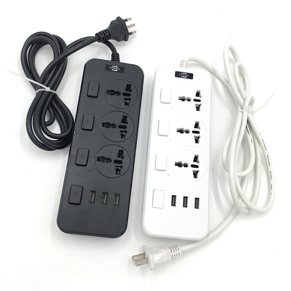 interruptor independiente protector contra sobretensiones regleta de enchufes 3ac y puertos de carga usb c cable de extensión de 6 pies de largo para el hogar & oficina 2025 - $30.99 –P3