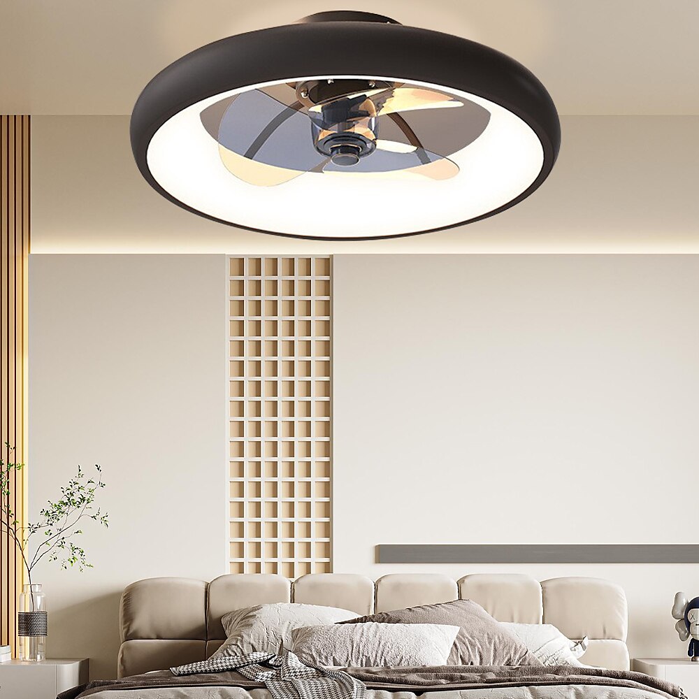 Ceiling Fans with Lights Flush Mount Low Profile Indoor Ceiling Fan,21" Dimmable Bladeless Ceiling Fans with Remote Control,Smart 3 Colors 6 Speeds Reversible 2025 - $230.29 –P1