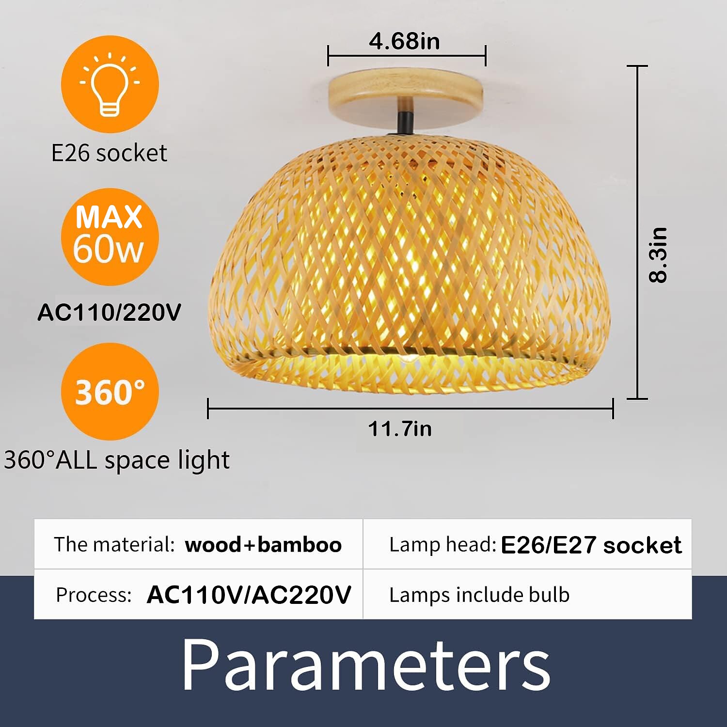 Creative Handmade Bamboo Weaving Natural Wind Ceiling Chandelier E27/E26 Base Ceiling Lighting Hanging Lamp Suitable for Study Coffee Shop Restaurant Rar AC110V AC220V 2026 - $151.99 –P5