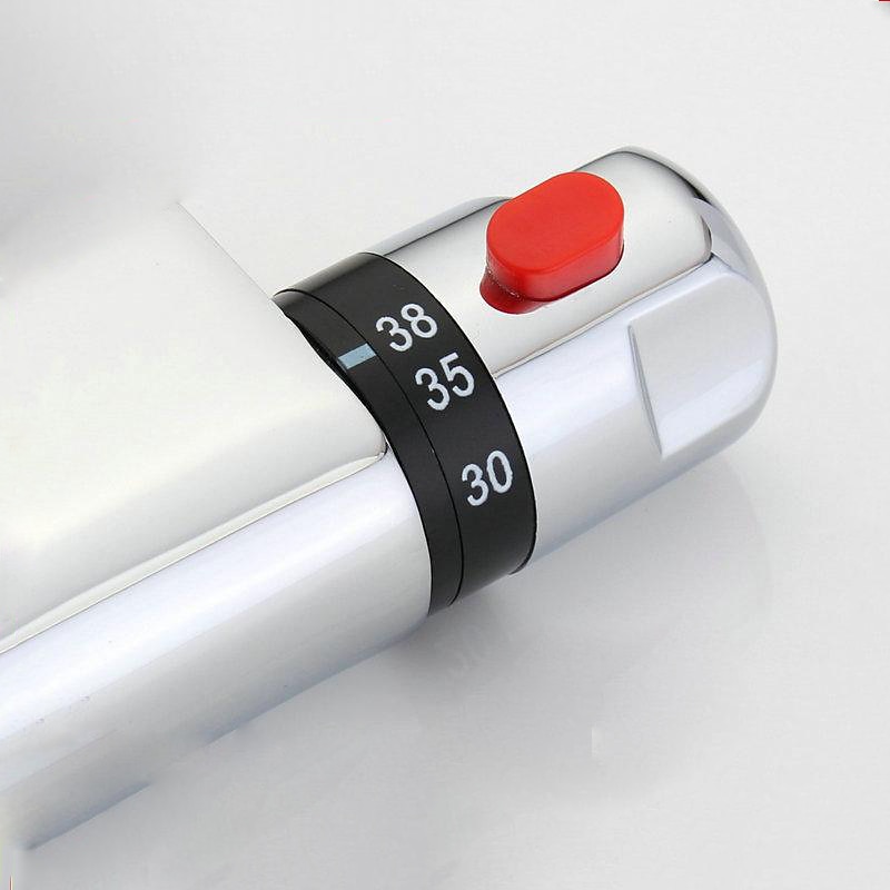 miscelatore termostatico doccia barra a parete cromato, miscelatore doccia con pulsante di sicurezza antiscottatura 38℃, uscita g1/2 miscelatore barra tonda montaggio a parete del 2025 a $64.99 –P4